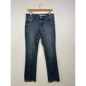 Y2K Indie DKNY Jeans Womens 12 Blue Dark Wash Straight Leg Flap Pocket Denim